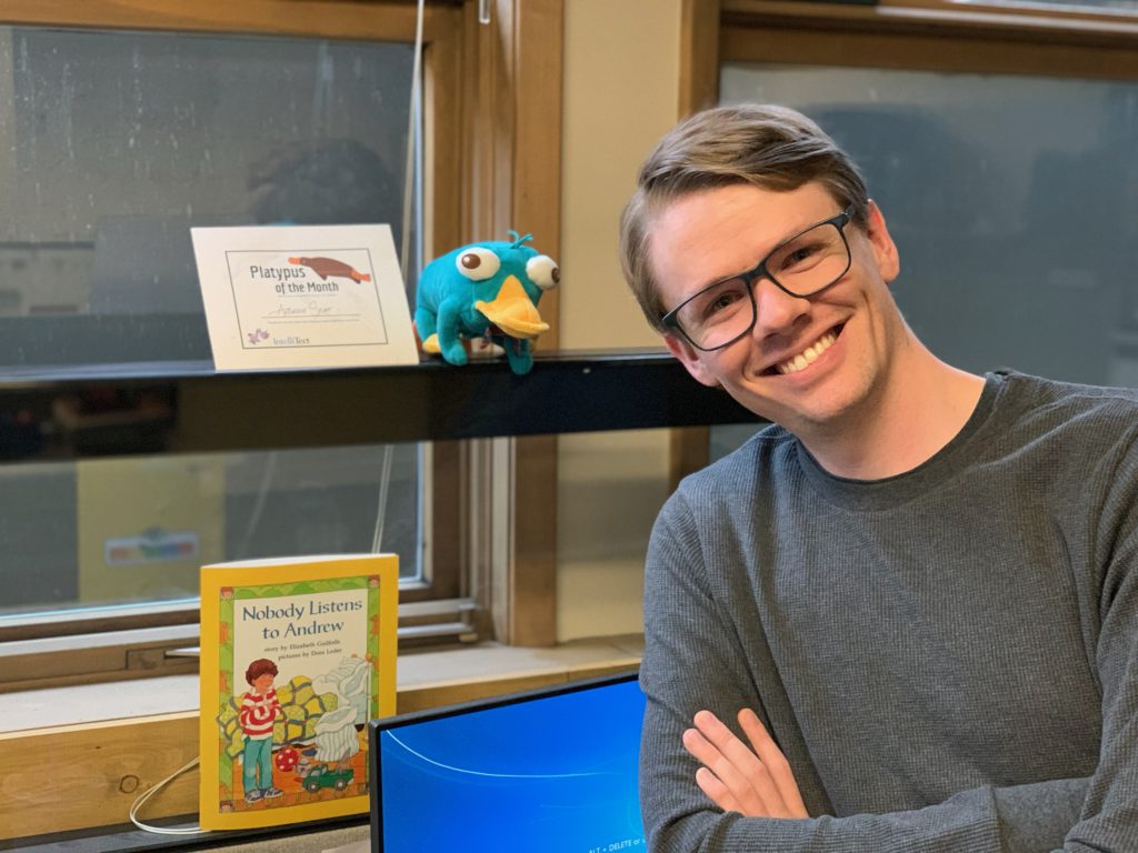 Andrew with perry the platypus