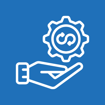 white outline of hand holding devops symbol