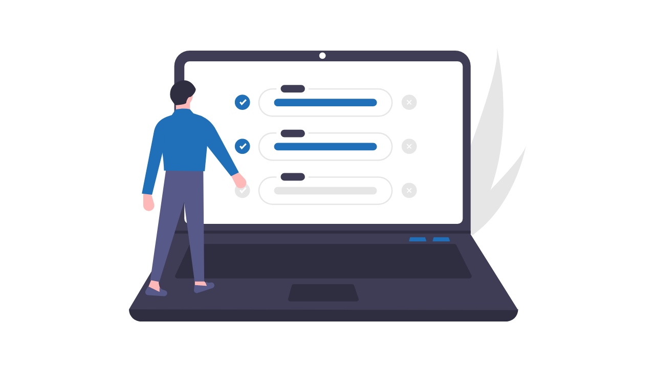 cartoon of a laptop with a "to do" list