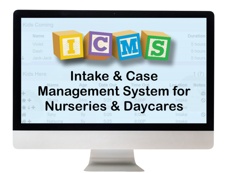 ICMS logo displayed on a desktop computer